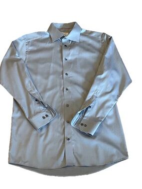 Eton Grey Dress Shirt Contemporary Fit Cotton Long Sleeve Size 42 16.5